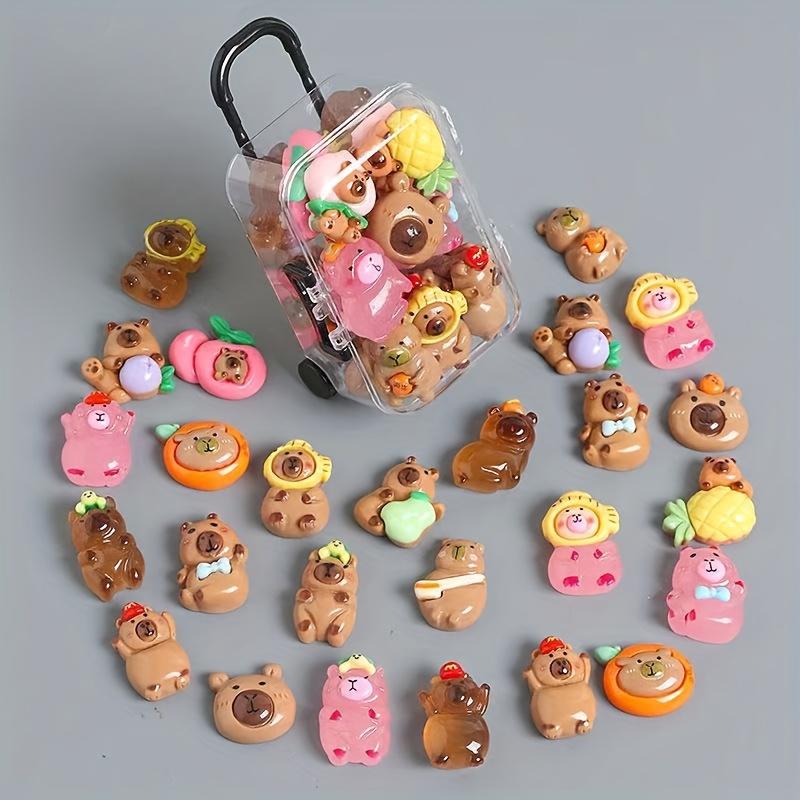 20 Mixed Capybara & 1 Suitcase,Colorful Fun Glow-in--Dark Cute Cartoon Capybara Ornaments, Fantasy Cartoon Animal Pendants Crafts
