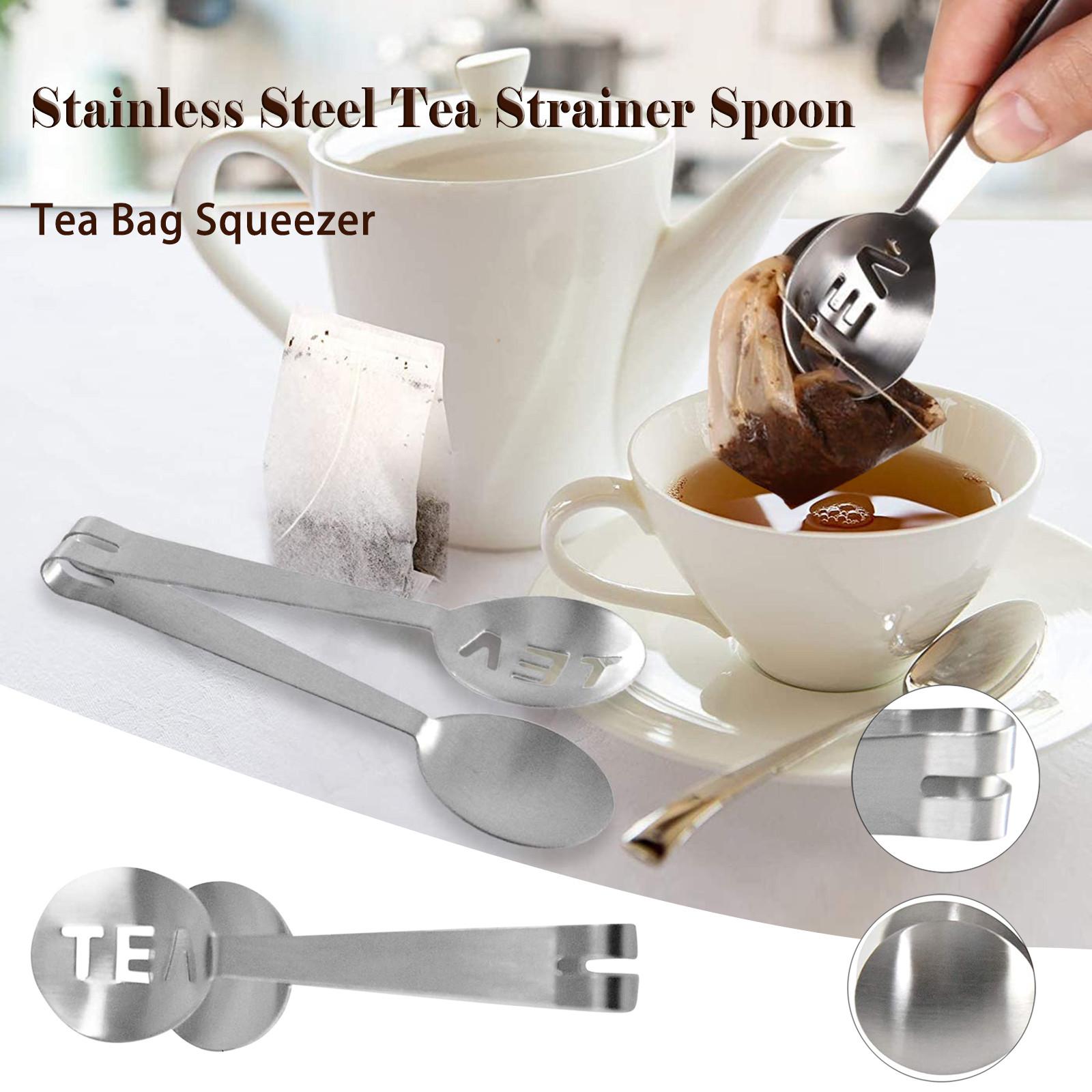 Tea Bag Squeezer Stainless Steel Tea Strainer Spoon Long Steeper Tong серебряный