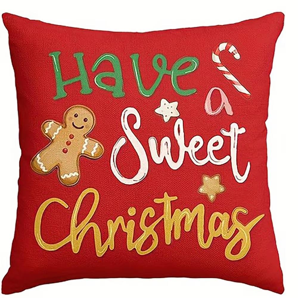 Christmas Gingerbread Joyful Sweet Wishes & Whimsical Pillow Covers Decorative Home Double-sided Print Living Room Pillowcase