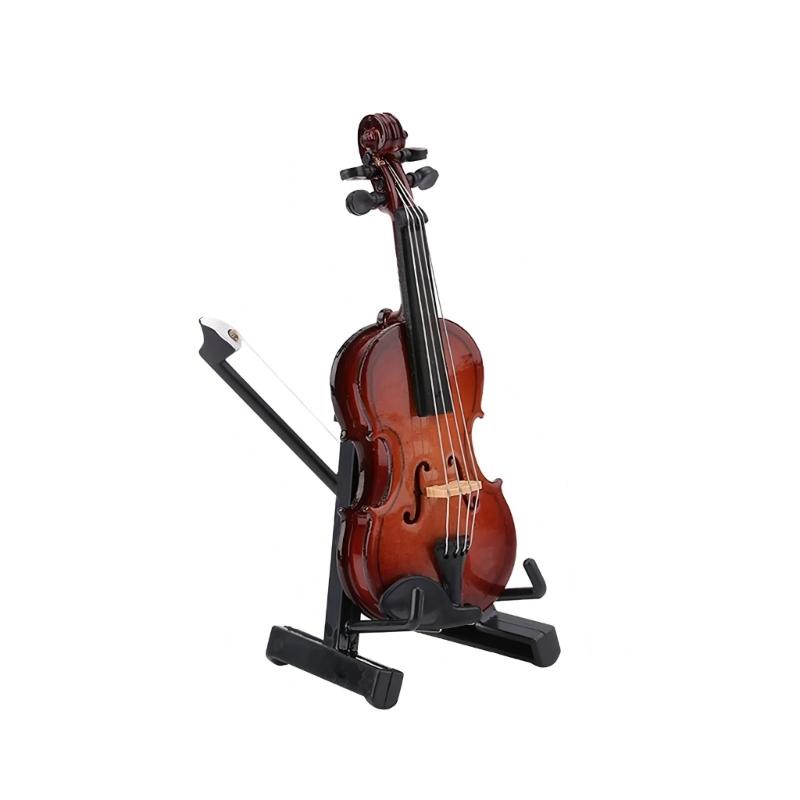 Small Classical Violin Wood Model Handcrafted Collectible with Display Stand Suitable for Home and Office Decorating