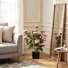 65cm Artificial Camellia Flower Plant In Pot With 116 Lush Leaves And Moss Effect Pink