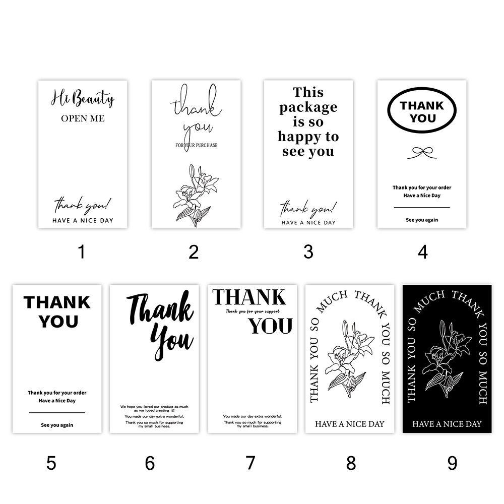 50PCS White Thanks Decals Commodity Packaging Open Me Tags Creative Flower Sealing Labels  Festival
