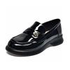 Round head women's new autumn patent leather flat-bottomed one-pedal single shoes, four-season commuting women's small leather shoes
