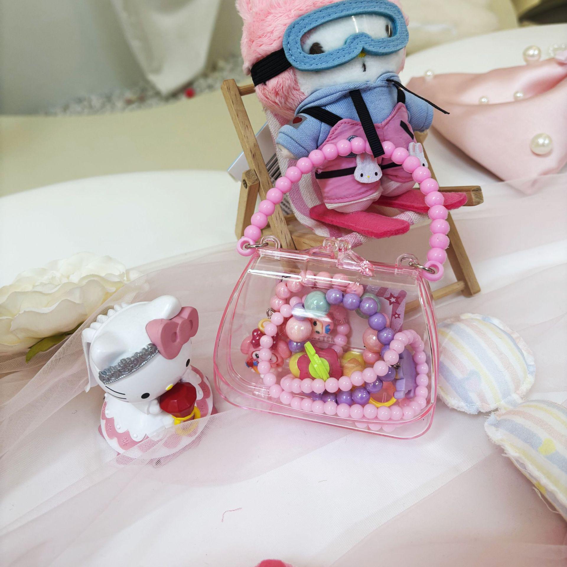 

Creative Transparent Children s Jewelry Set: Princess Necklace, Hair Clip, Earring Combo for Kindergarten Girls