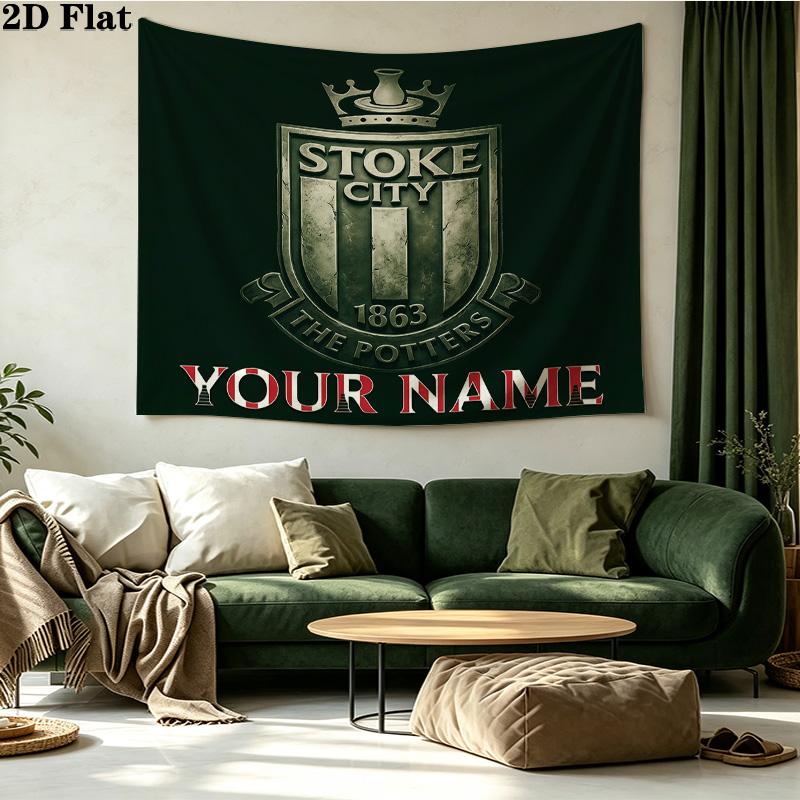 Arazzo Stampato Stoke City con Nome Personalizzato – Da Appendere alla Parete per Camere da Letto, Dormitori e Decorazioni per la Casa