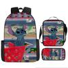 Stitch Kids Backpack Set 3-Piece Student School Bag Lunch Box Pencil Case Digital Print Gift Set for Children