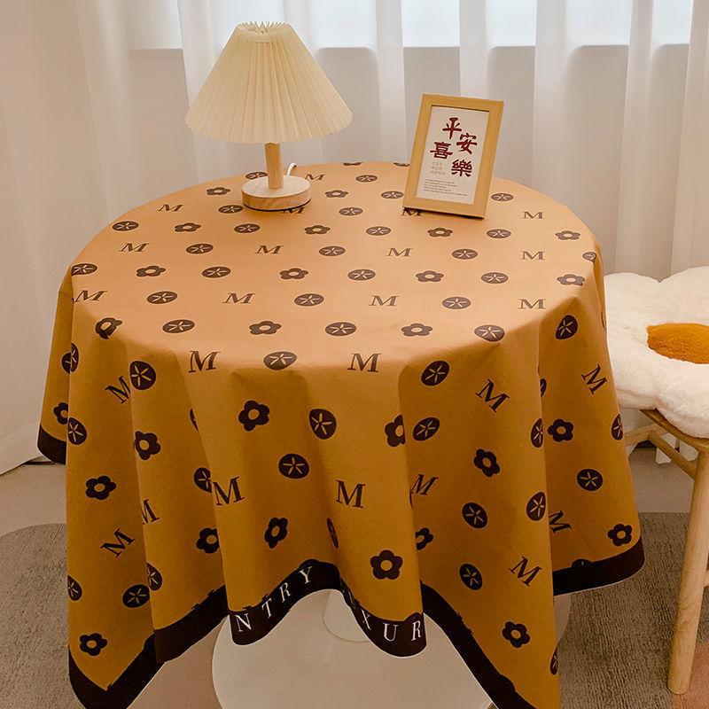British Plaid Flannel Tablecloth Light Luxury Retro Round Table Cloth Coffee Table Cover Dustproof Dining Table Fabric