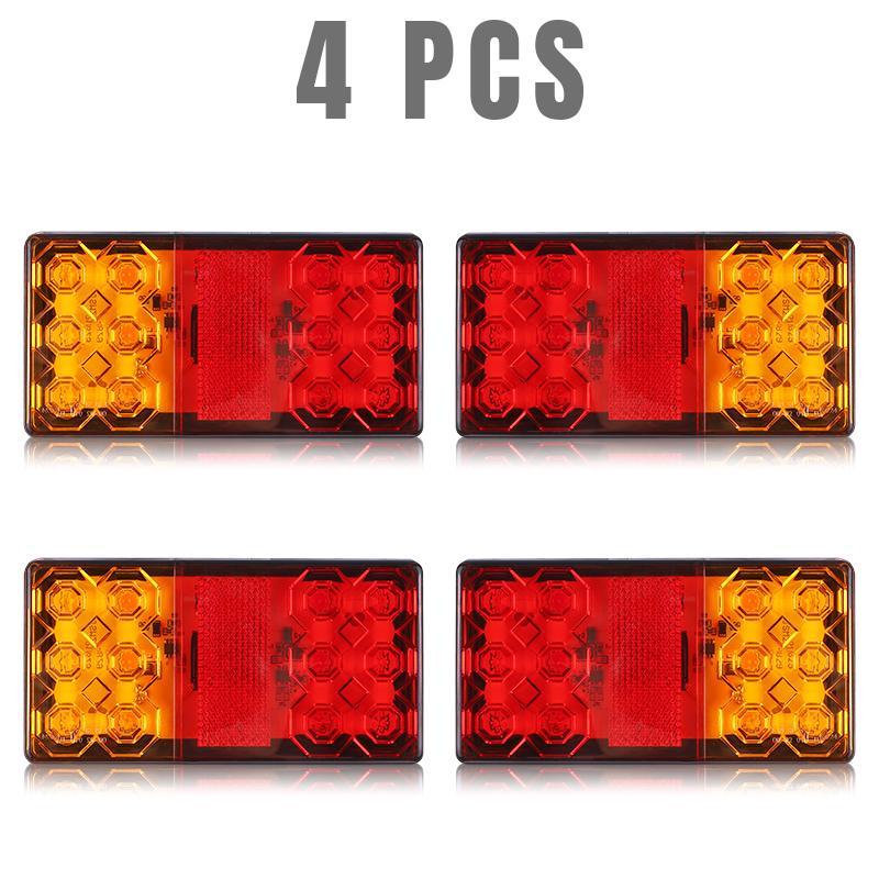 12 LED Tail Brake Light Square Signal Lamp Stop Warning Reverse Light For Car Truck Trailer Tractor Bus ATV RV Lorry Van 12V 24V