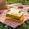 Modern Luxury Desktop Paper Box Golden Octagonal Decorative Napkin Holder Plastic Napkin Paper Case Home Use