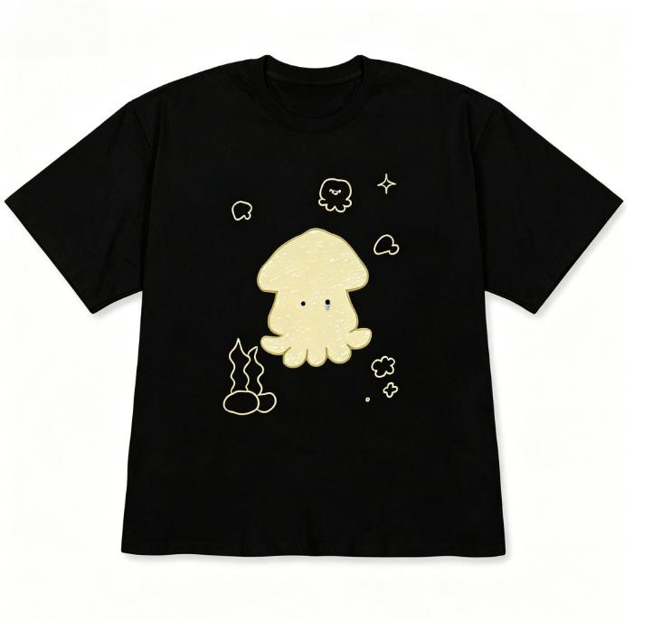Kawaii Korean Style Short-Sleeve Pink Jellyfish Graphic T-shirt Cute Ocean Aesthetic Casual Top Crew Neck Sale Tee for Girl Boy