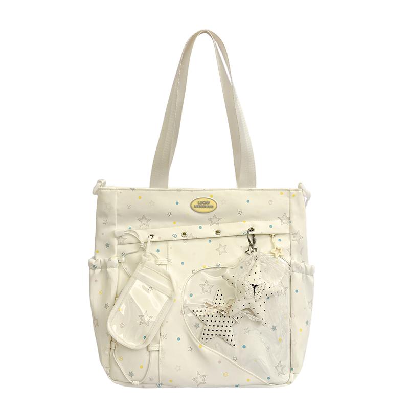 Star Print Women s Shoulder Bag Large Capacity Student Lightweight Tote Bag