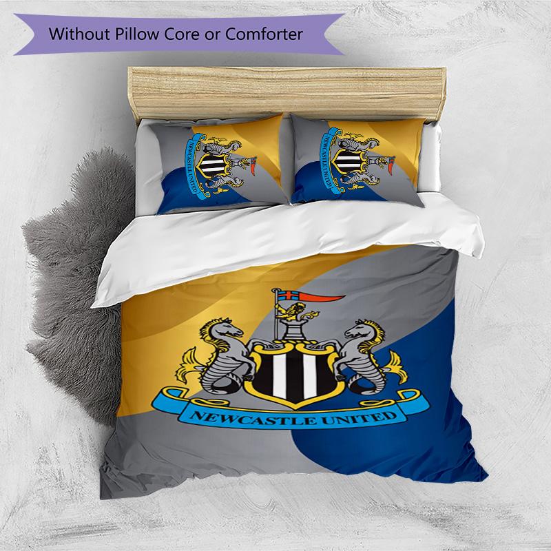 Newcastle United Football Printed 3 Pieces Bedding Set, Comfortable Skin Friendly Bedroom Duvet Cover Set