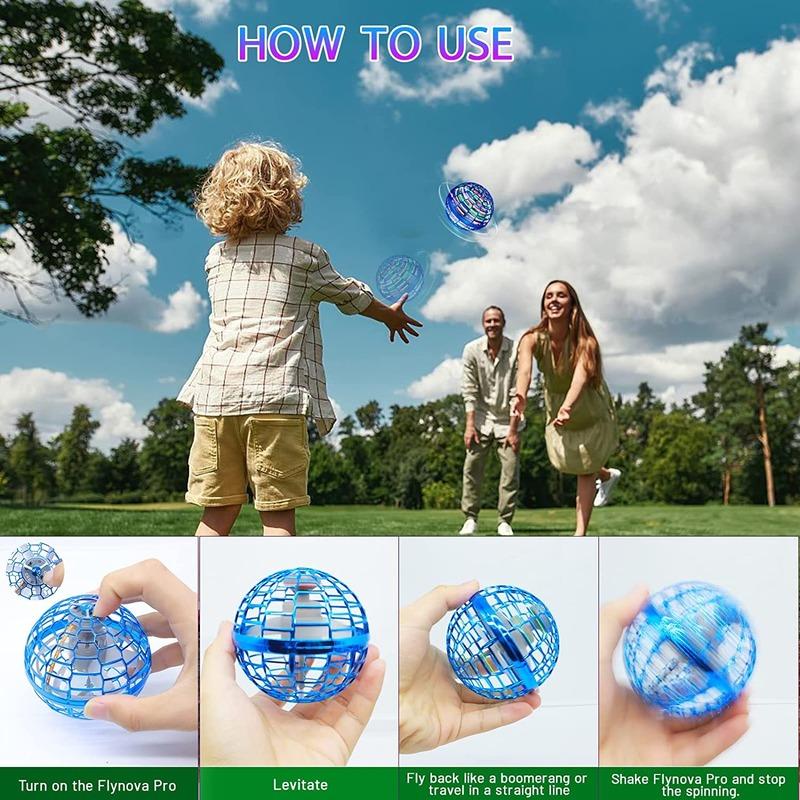 Rotating Magic Flying Ball Toys USB Rechargeable Stress Relief Toys Built-in RGB Lights Great Gift for Kids Adults Outdoor