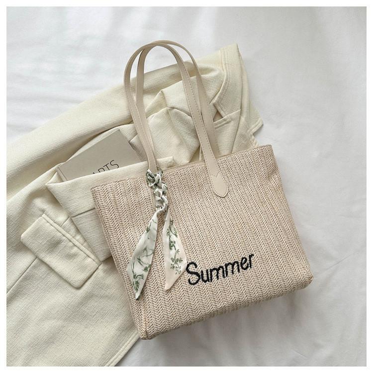 Модная однолямочная сумка-тоут Осень 2023 Элегантная хлопково-льняная сумка белый