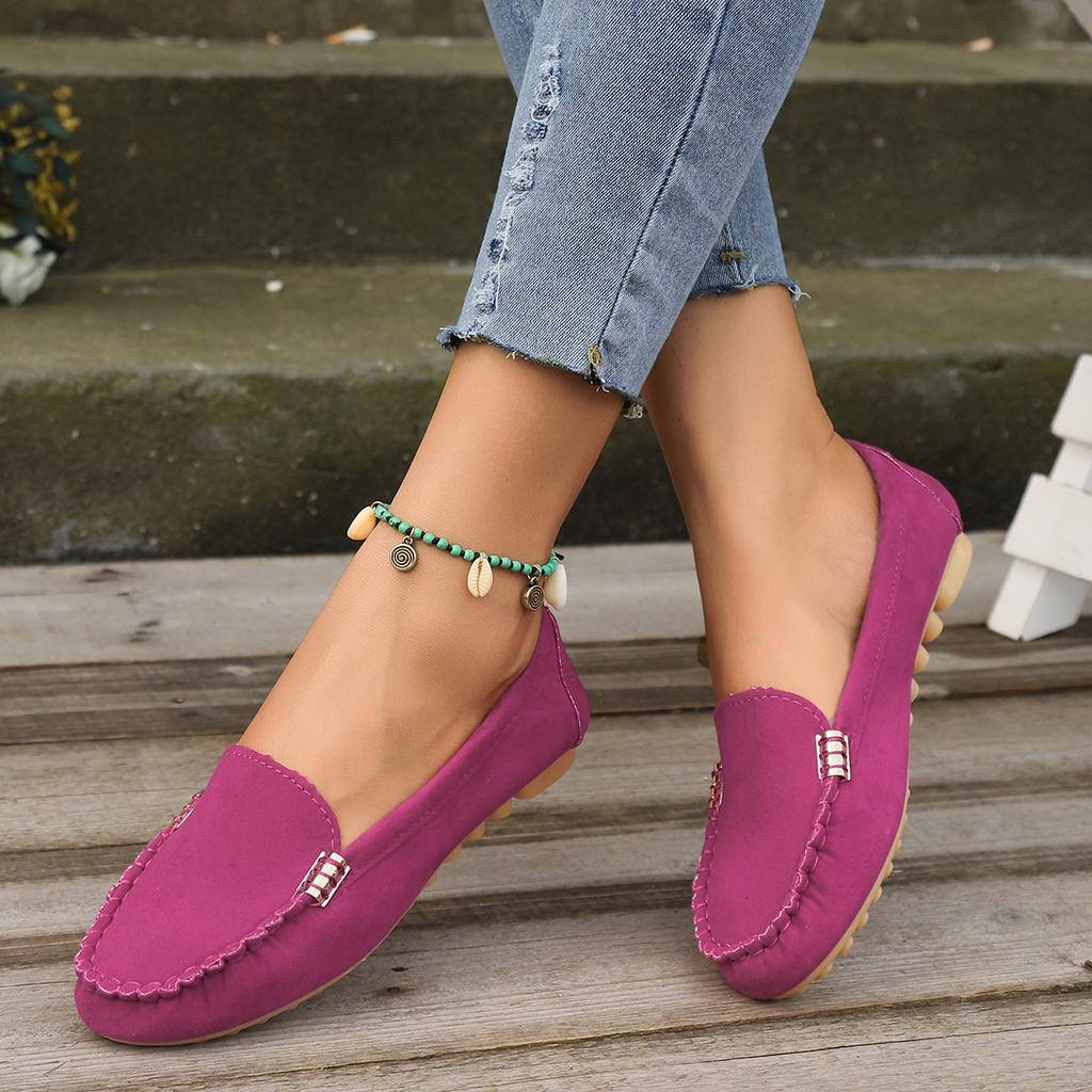 Spring Autumn Women's Casual Loafers Plus Size Flat Shoes Soft PU Leather Slip-On Moccasins Rubber Soled Anti Slip Nursing Shoes