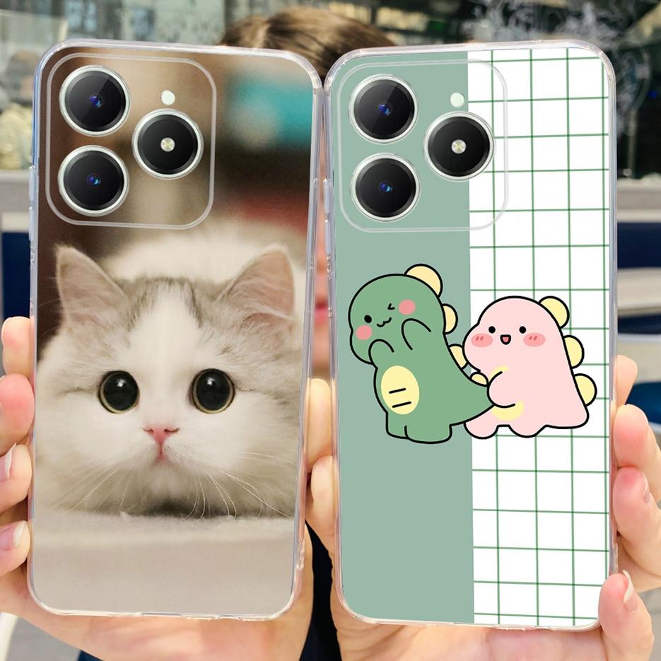 Für Realme C61 Hülle Realme C63 Niedliche Katzen-Cartoon-Bemalte Abdeckung Weiche Silikon-Handyhülle Für Realme C61 RealmeC61 RealmeC63 Fundas