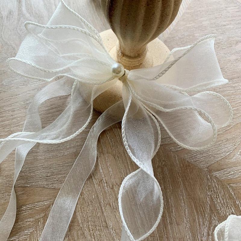 Modern Chemical Fiber Curtain Strap Organza Lace Bow Belt White Curtain Holder Curtains Decorative Accessories