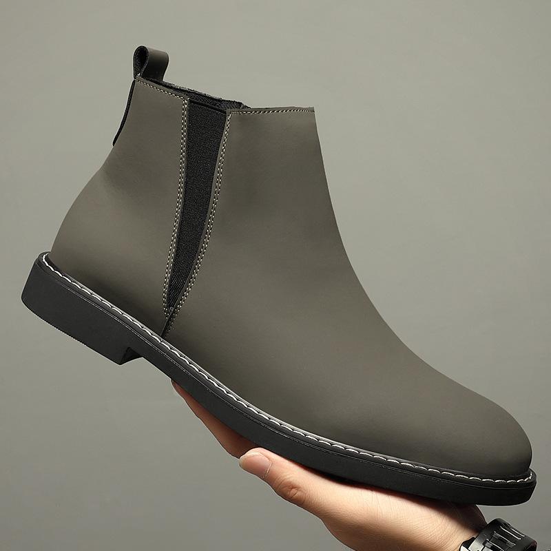 

Autumn and winter men s shoes velvet short boots leather Martin boots men s British mid-top leather shoes men s Chelsea boots men s boots tide 38
