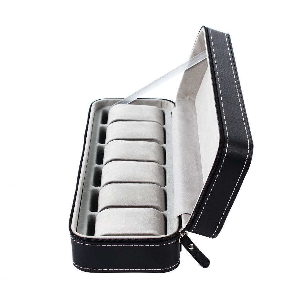 Dust-proof PU Leather Watch Box 6/10/12 Bit Watch Storage Box Zipper Watch Box  Men Women Use