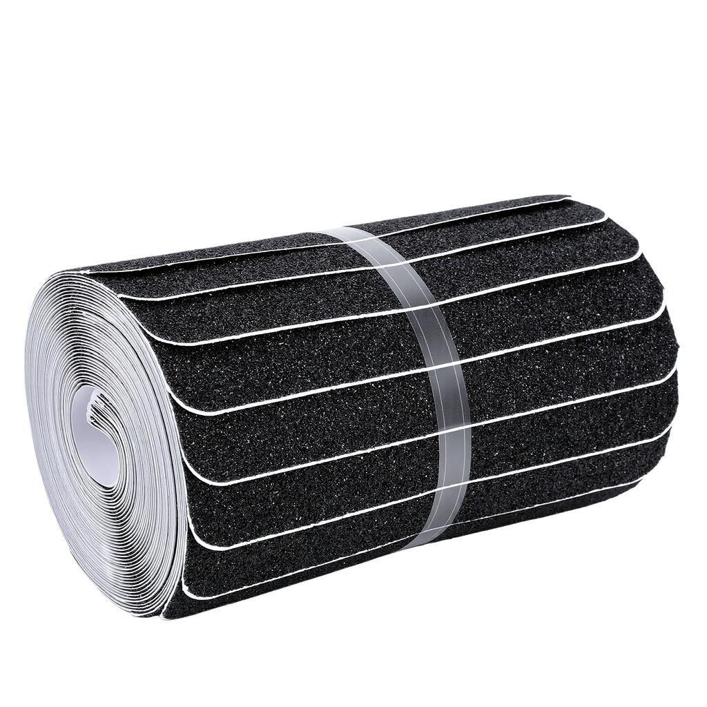12PCS Stair Anti Slip Tape 15cm X 61cm Pre Cut PVC Non Skid Tread 60 Grit for Concrete Metal Tile Black