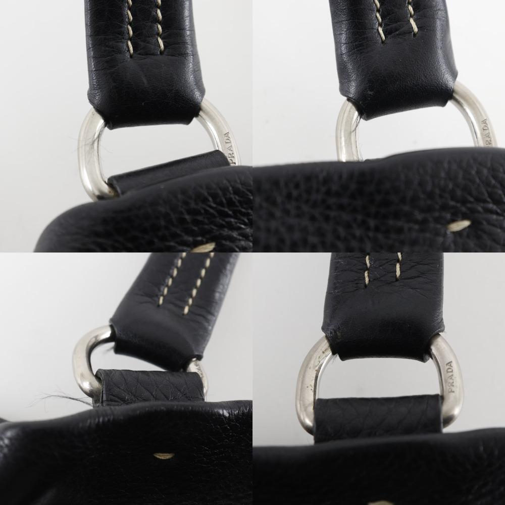 PRADA Logo embossing Tote Bag black Nylon/leather Women Used