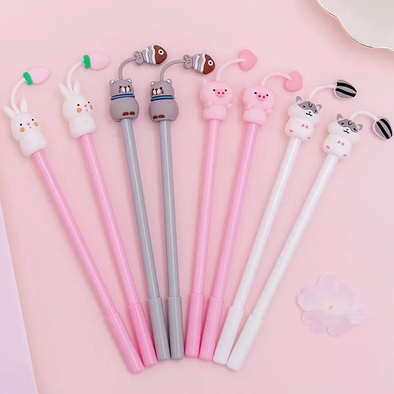 Cartoon Niedliches Haustier Gelstift Schulstudent Schreibwaren Schreibgriff Kugelschreiber Schere Hamster Katze Schwein Kaninchen Tier Stift