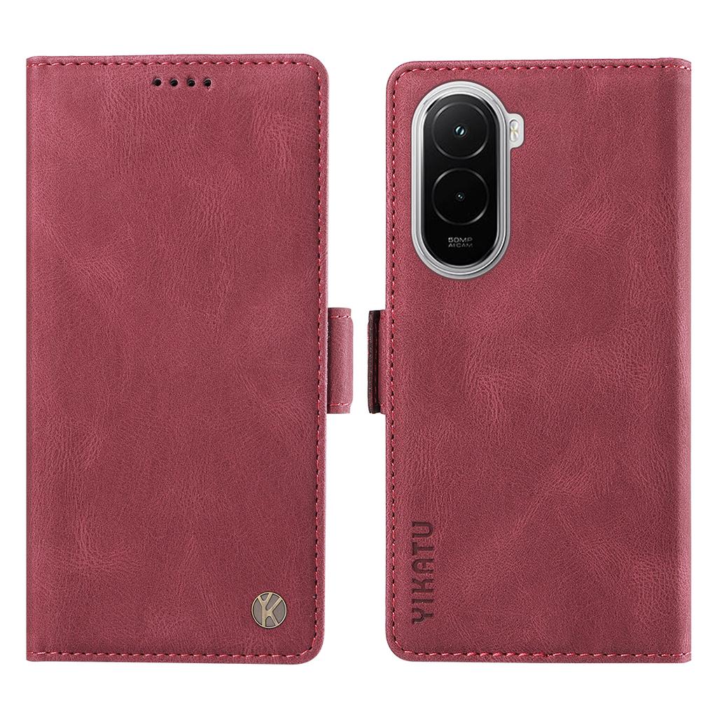 For Xiaomi Poco M7 4G (169mm) Leather Case YIKATU YK-005 Skin-touch Feeling Wallet Phone Cover