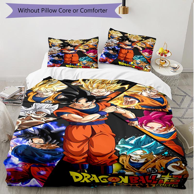 3pcs Duvet Cover Set (1*Duvet Cover + 2*Pillowcase, Without Core), Dragon Ball Print Soft All‑Season Bedding Set, Home Bedroom Decor Gift