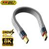 NNBILI PD 240W 5A Fast Charging USB 4.0 Gen3 40Gbps FPC Cable  USB C To Type C Cable Thunderbolt 3 8K@60Hz Cable USB C Data Cabl