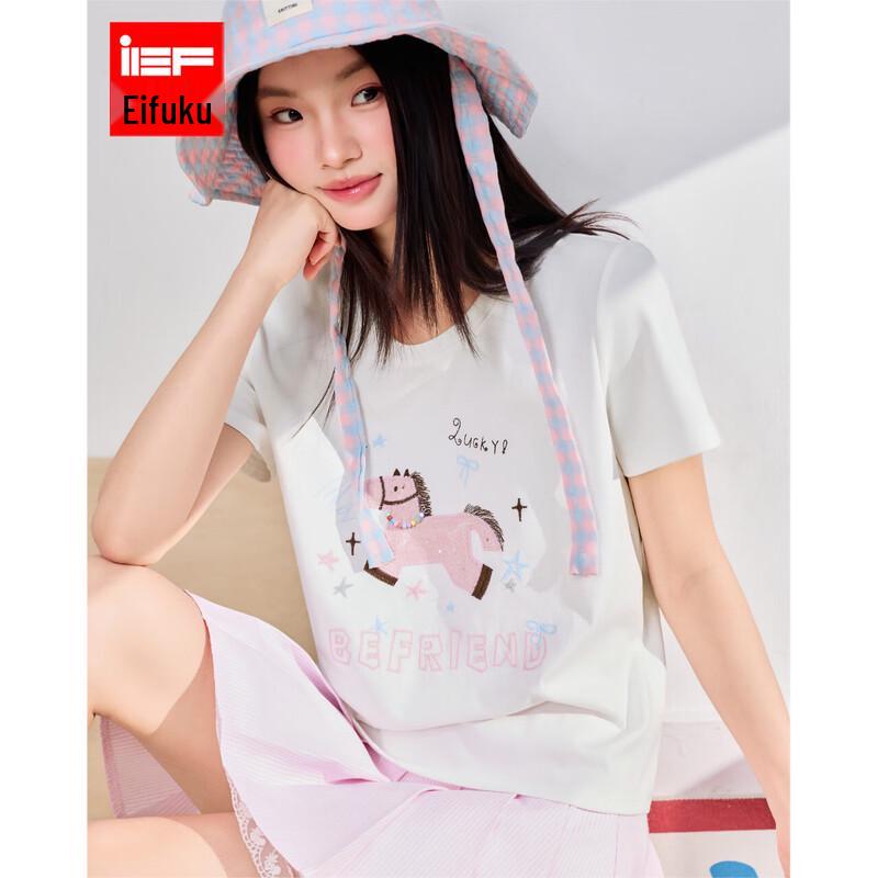 IEF Aiyifu 2026 Summer Printed Short Sleeve T-Shirt M