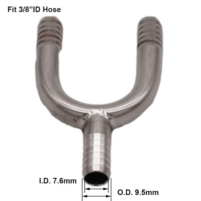 Stainless Barb Wye 1/4"  3/8" Hose Barb Fitting Homebrew Beer Hardware