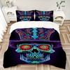 3Pcs Psychedelic Skull Art Bedding Set Soft Fabric Duvet Cover Pillowcases Home Christmas Xmas Halloween Gift 1 Duvet Cover 2 Pillowcase G1193