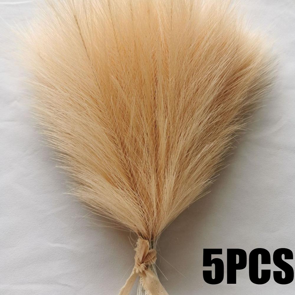24PCS Brown Faux Pampas Grass White, 56cm Short Artificial Pompous Grass Floral Fake Pompas Grass Branches Vase Filler