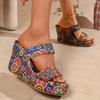 Summer New Large-Size Printed Ethnic Style Wedge Sandals – Thick Platform Chunky Slippers for Women