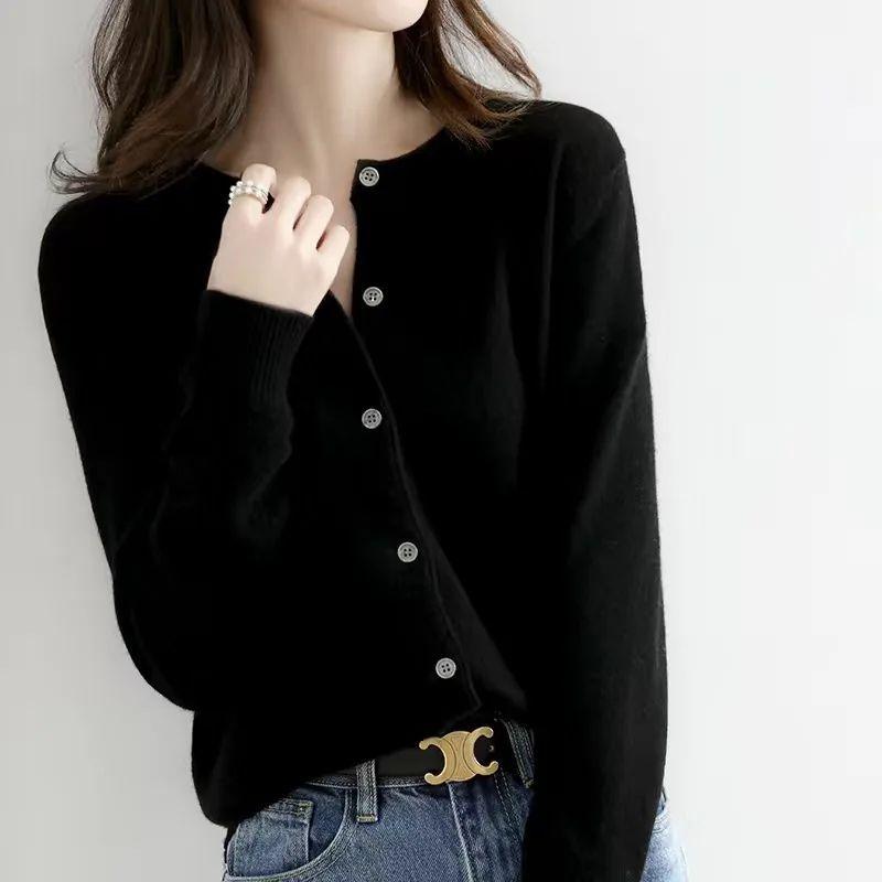 

round Neck Long Sleeve Sweater Cardigan round Neck Long Sleeve Sweater Cardigan black XL(XL)