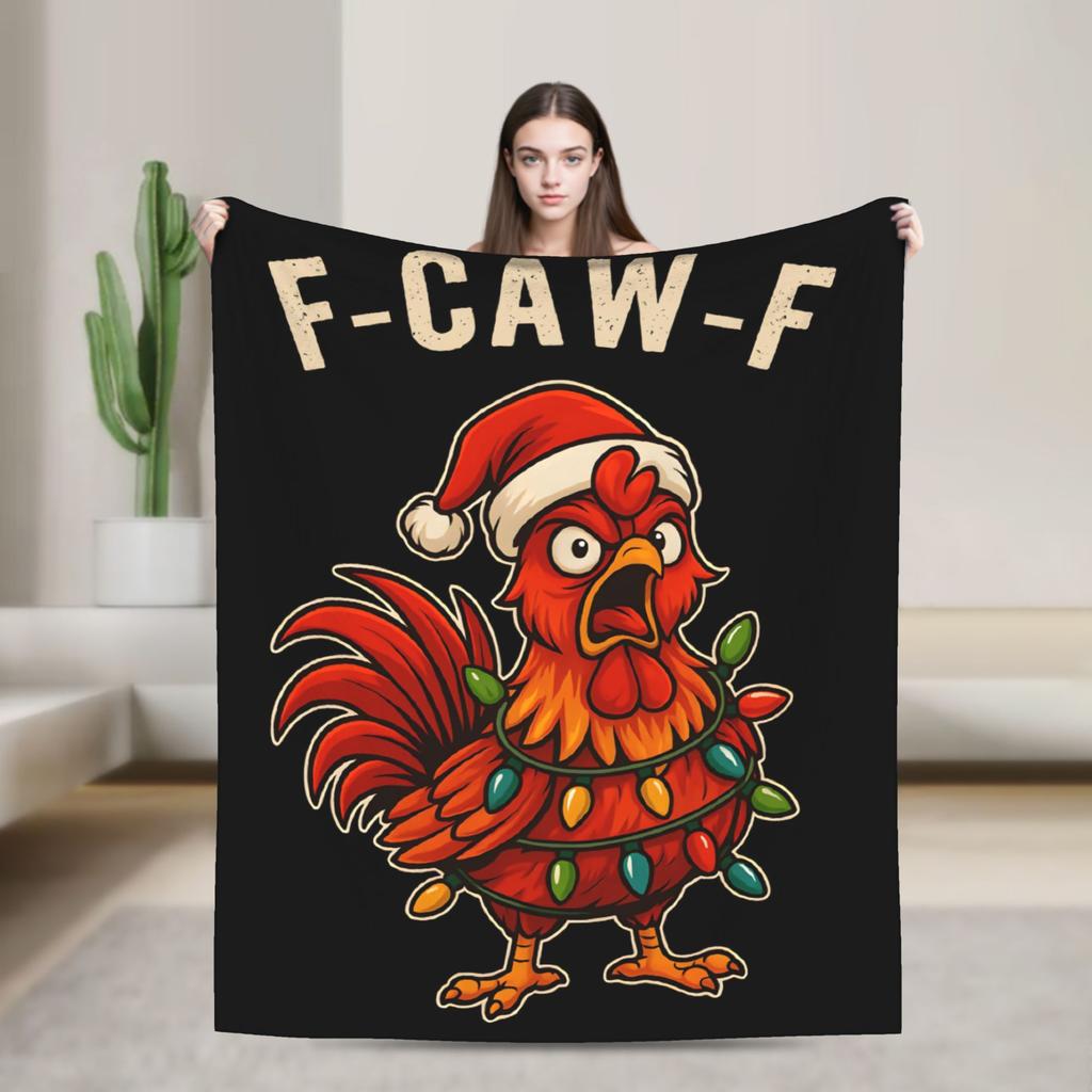 Christmas F Caw F Rooster Flannel Blankets Winter  Super Soft Bedding Throws for Kids Adult Comfortable Bedspread Sofa Bed Cover
