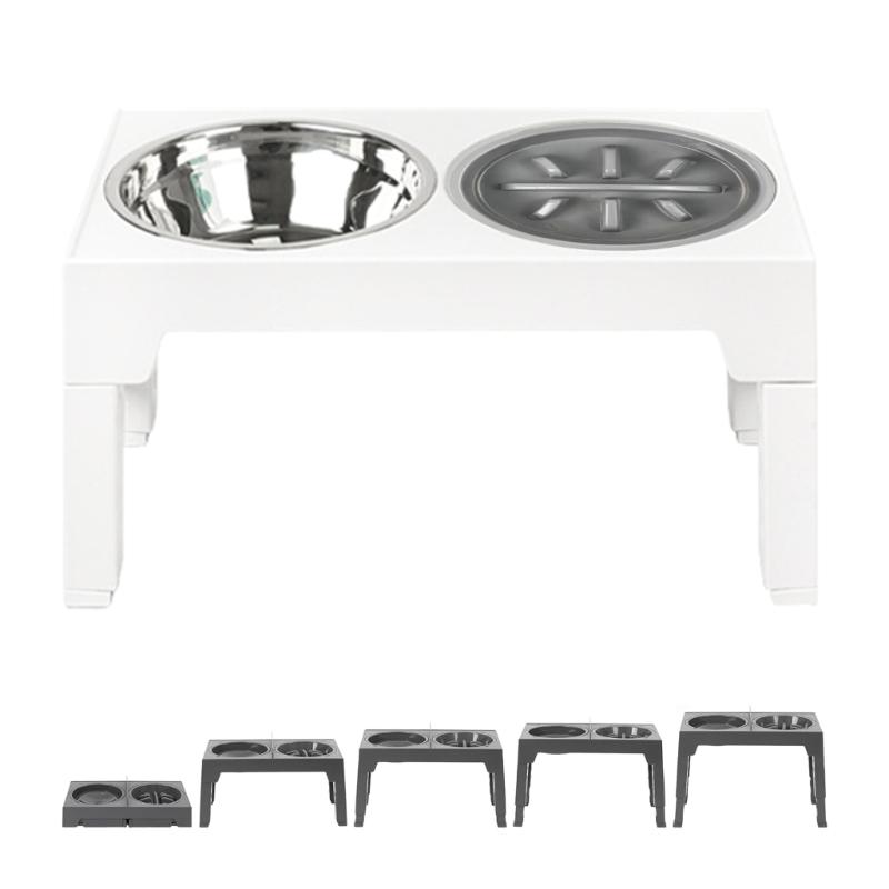 Raised Dog Bowl with Adjustable Stand Elevated Cat Water Bowl Slow Feeding Bowls Food Container for Cat Dogs Small Pet