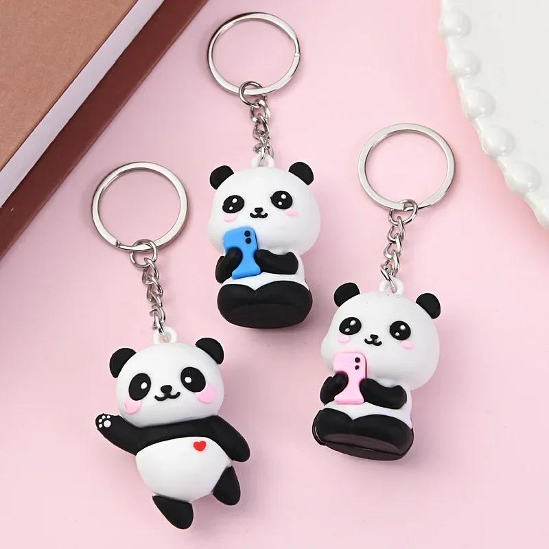 Pendentif Panda Couple Mignon Dessin Animé - Accessoire de Sac de Voiture Tendance pour Femmes Idée Cadeau Bijou Unique Breloque de Sac gray