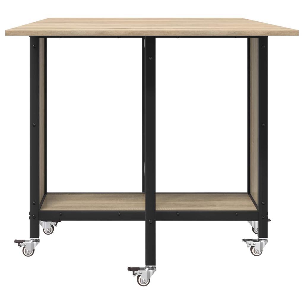 Foldable Dining Table with Wheels 130 x 80 x 76.5 cm Steel PB