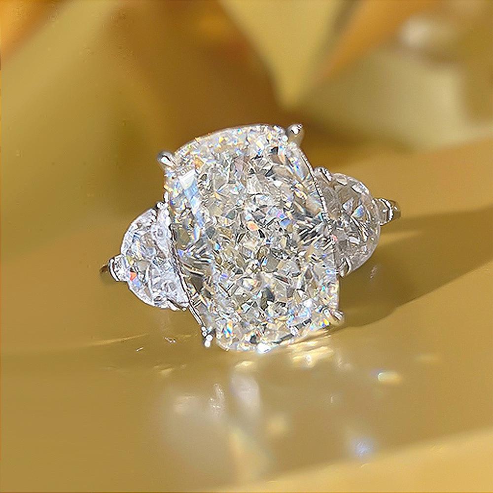 

Кольцо женское из стерлингового серебра 925 пробы с огранкой «Радиант» цвета G из храма Луоси Size 6 белый