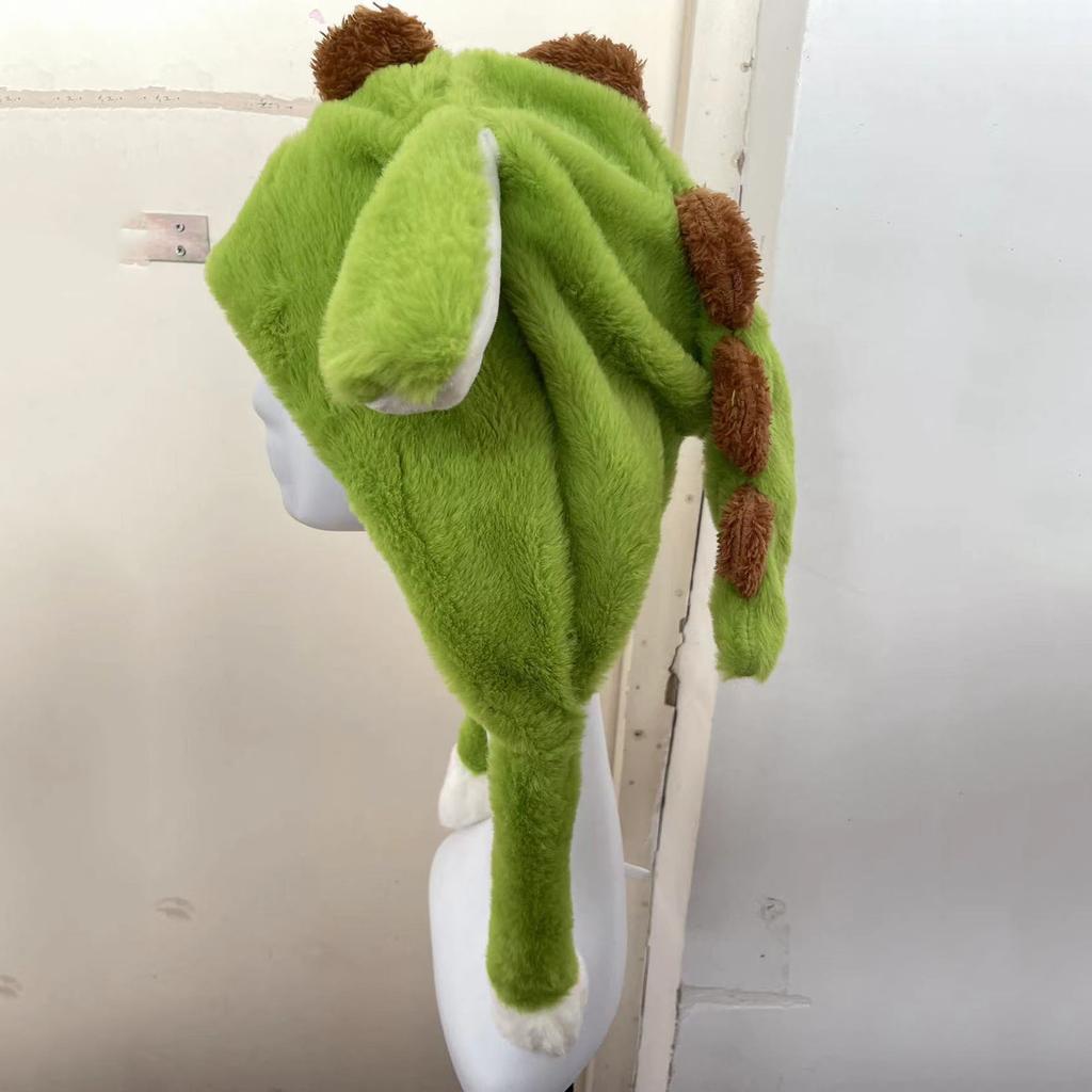 Winter Cartoon Dinosaur Doll Plush Hat, A Cute Hat With Ears That Move When Squeezed