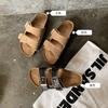 Shoes retro hand-stitched buckle with white lazy pedal Birkenstocks slippers