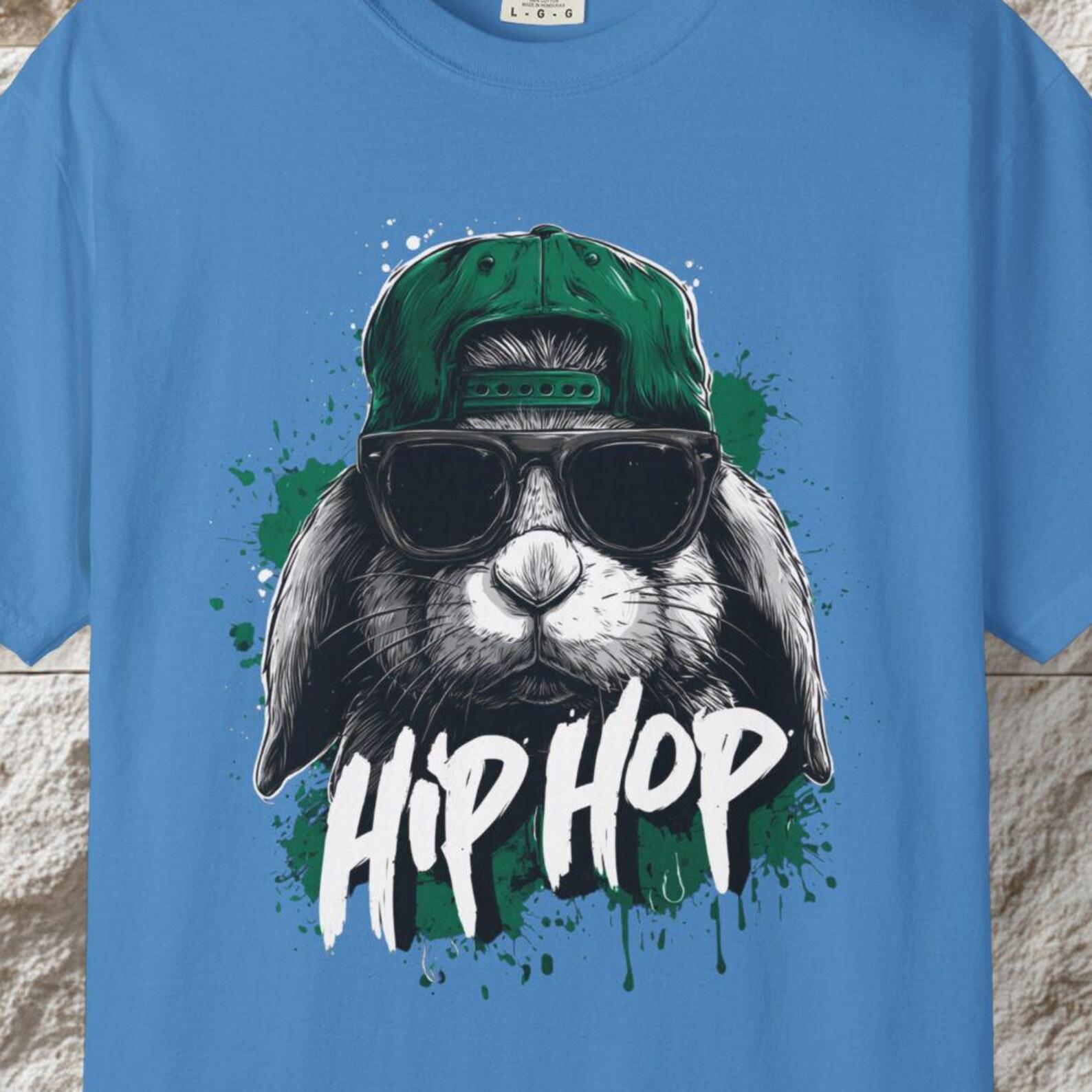 Hip Hop Bunny Graphic T-Shirt, Urban Streetwear Tee M