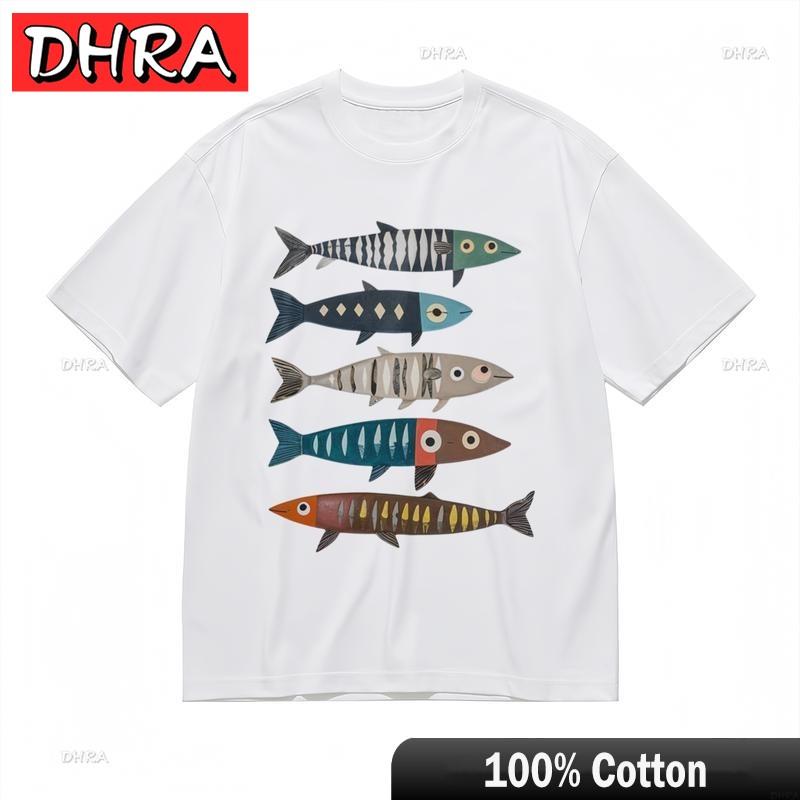 

Womens Comfy Slight Stretch Classic TShirt Colorful Fish Graphic Tee Punk Urban Clothing TShirts for Unisex TShirt Women 4XL