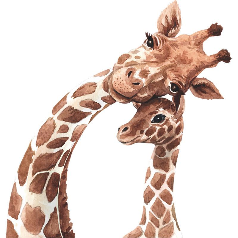 Cartoon Giraffe Family Wall Sticker Nakleyka for Kids Bedroom Nursery Bedroom Detskaya Entrance Hall Decor Decoration