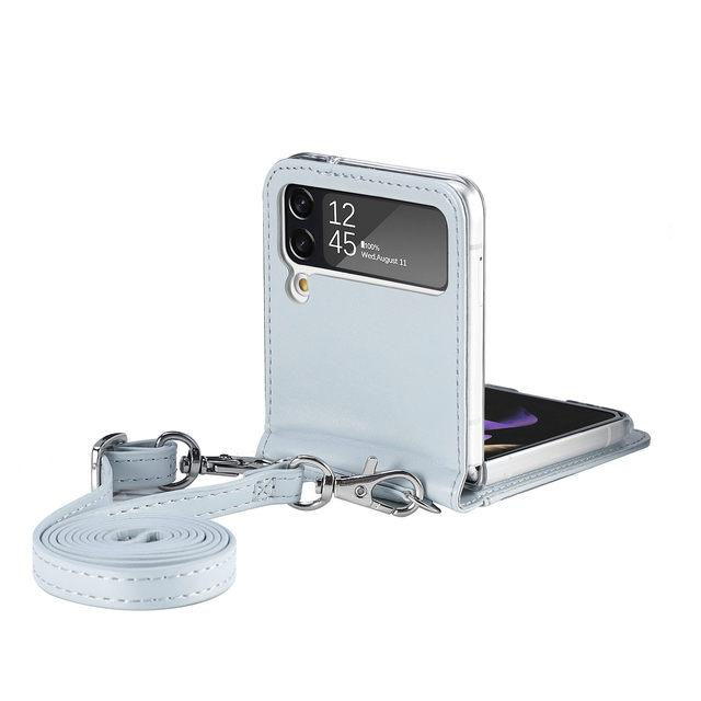 Etui ochronne na telefon z paskiem skórzanym do Samsung Galaxy Z Flip4 5g Flip 4 Flip3 Flip 3 Anti-Shock Card Slot Cover Funda