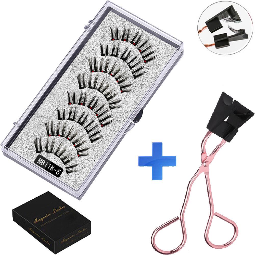 Two Pairs of Magnetic False Eyelashes with Curler - No Glue Needed, European & American Thick Style.