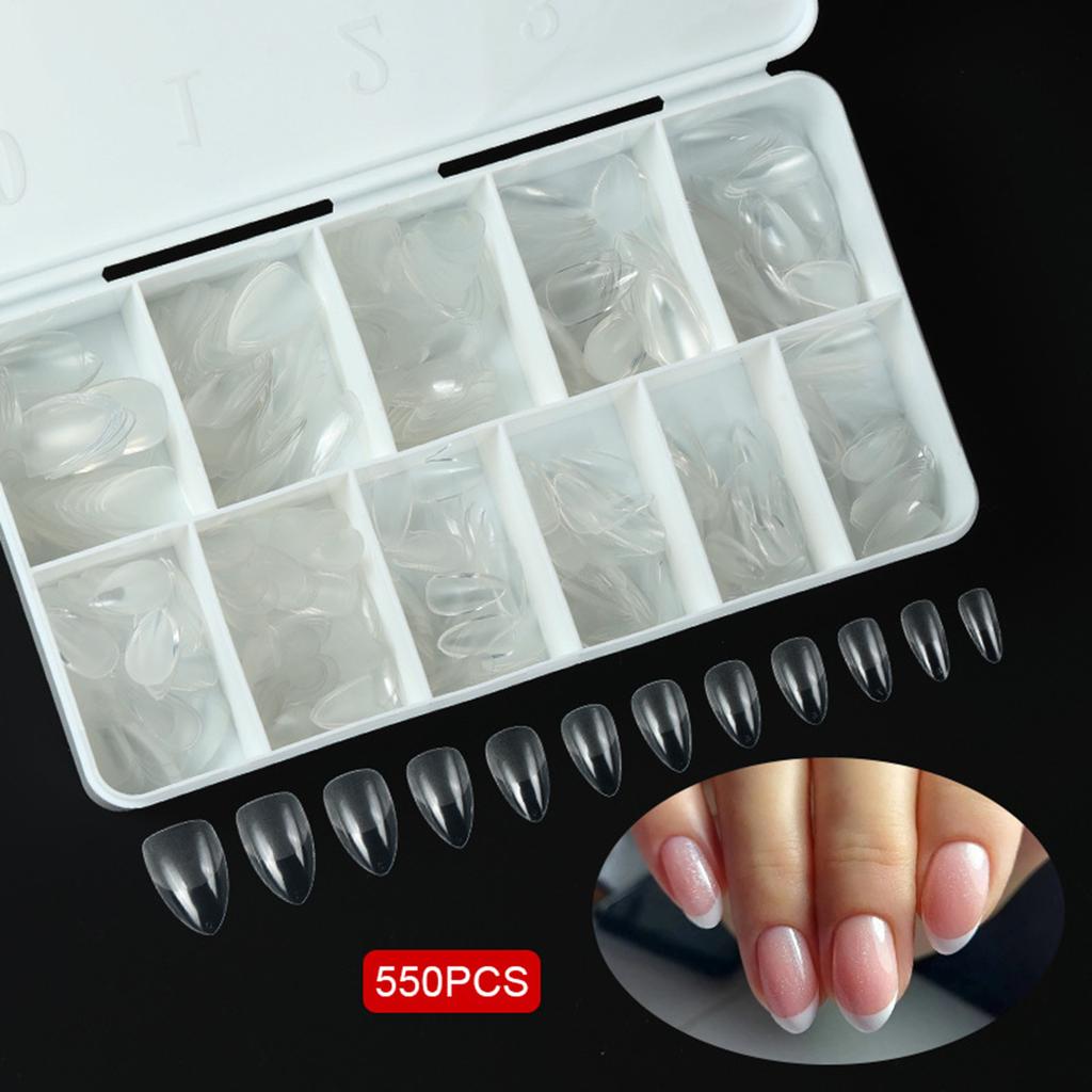550x Soft Gels Tips Half Matte Nail Tips Ballerinas False Nail Extras Long Full Cover Nail Tips Press On Nail Tips