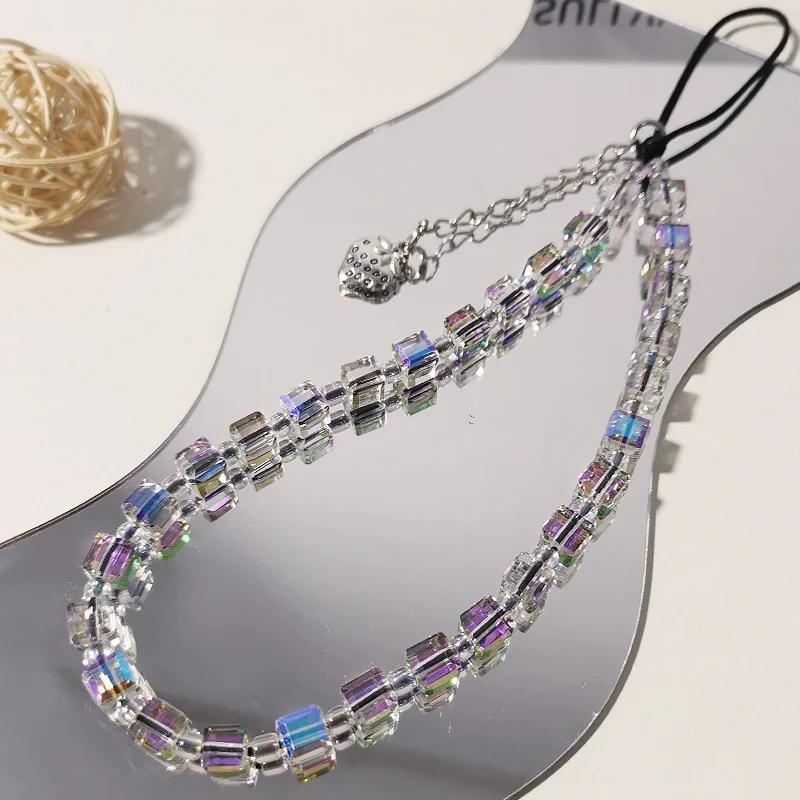 

Mobile Phone Lanyard Short Wrist Strap with Strawberry Pendant Square Sugar Bracelet Mobile Phone Strap Anti Loss Side Hang