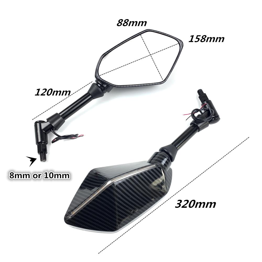 Pro Kawasaki NINJA Z750 Z800 Z900 Z1000 650R ER6N ER6F ER5 zpětné zrcátko 10mm motocyklové zrcátko s LED